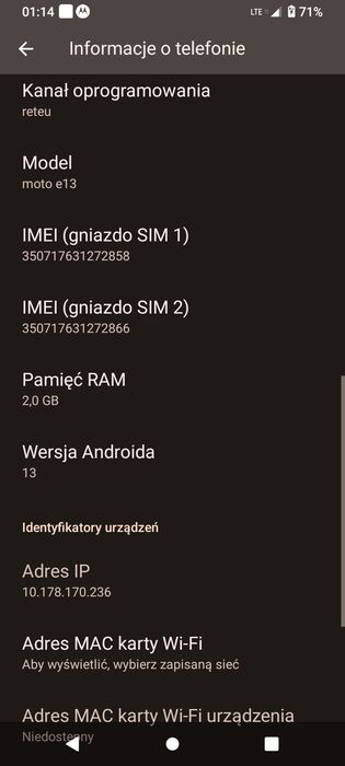Zamienię motorola e13