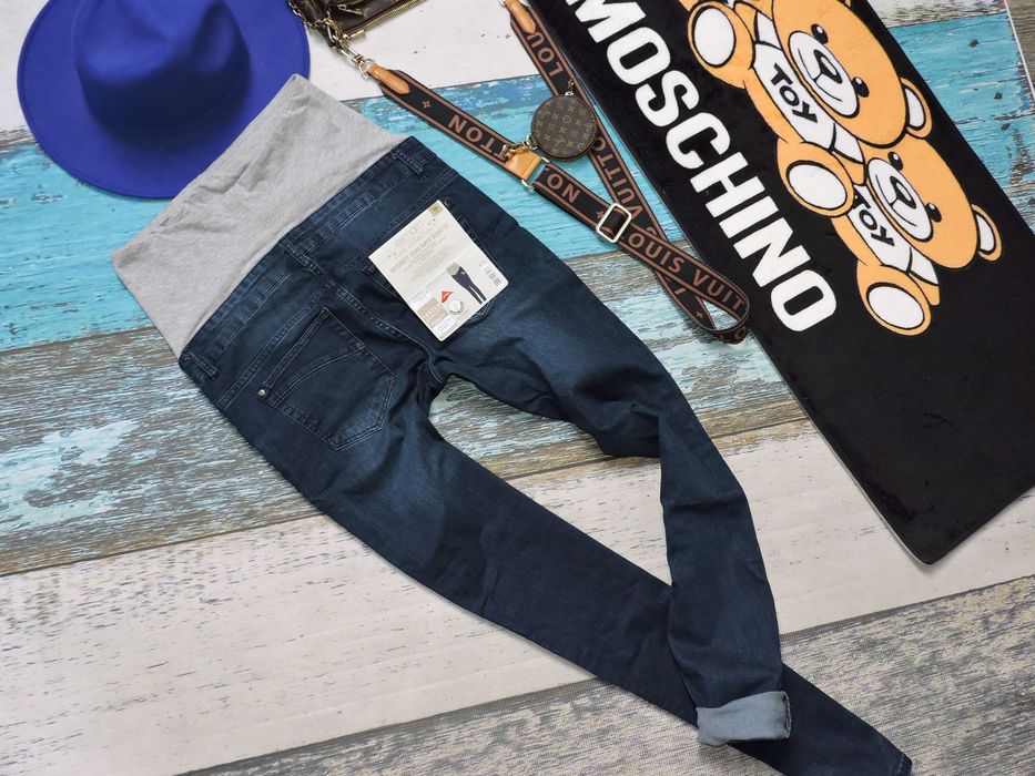 Esmara Nowe ciążowe rurki jeans strech hafty kwiaty 36
