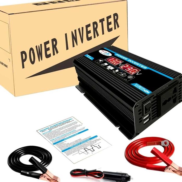 Универсальный инвертор Car Inverter 1000 Вт на 12 В с LED-дисплеем