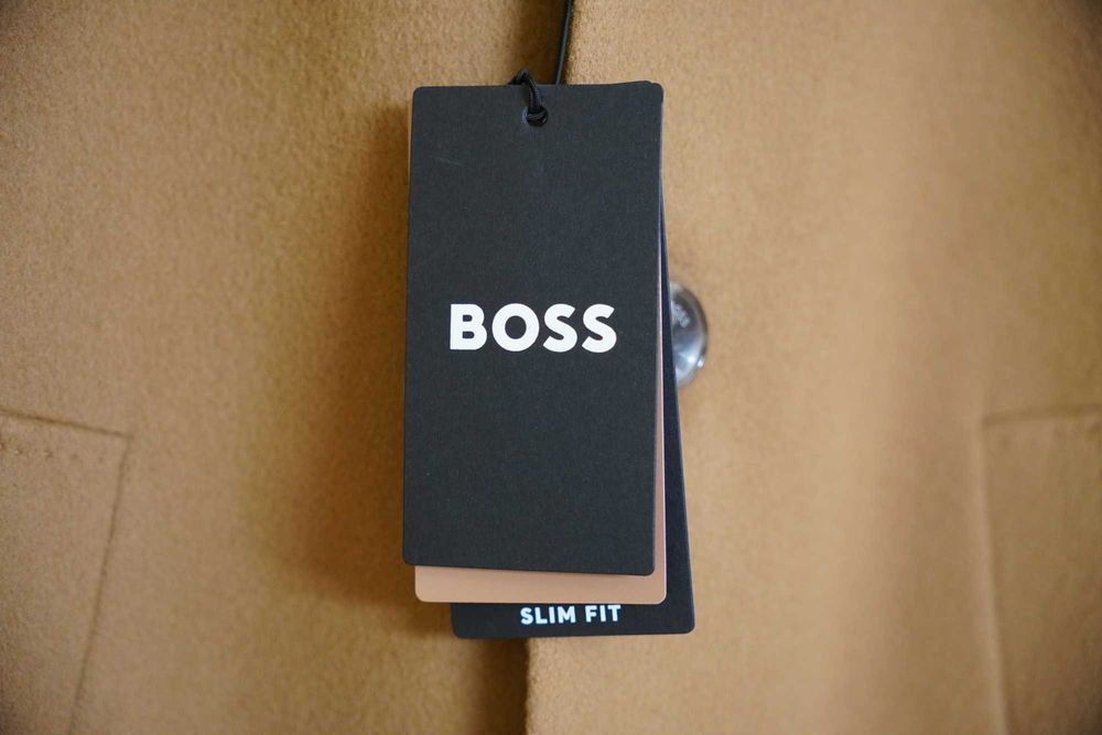Płaszcz wełniany Boss Hyde Camel roz 50