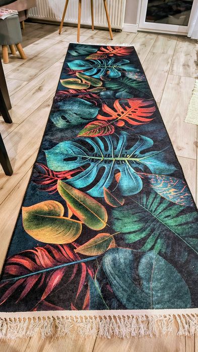 Chodnik Nowy Dywan liście  antypoślizgowe 80x300cm