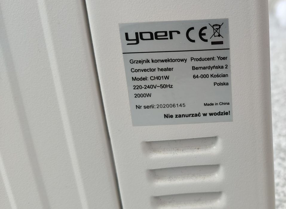 Grzejnik konwektorowy yoer 2000w