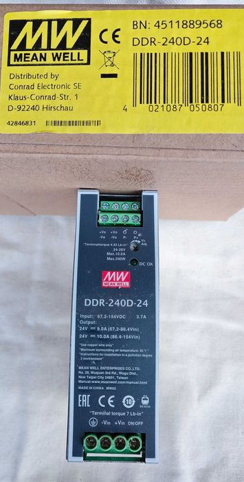Przetwornica 240W 16.8~33.6V-48V 5A DDR-240B-48