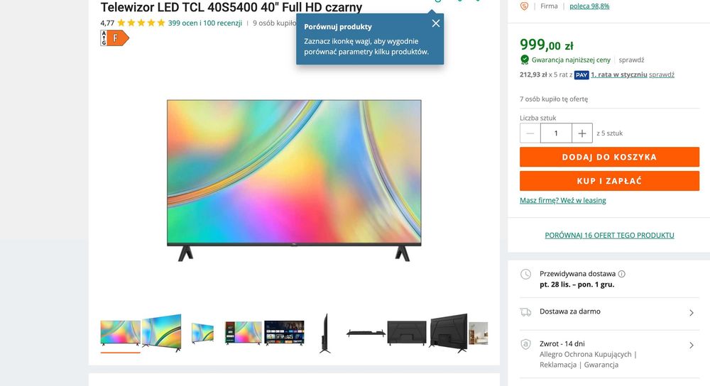 telewizor TCL 40cali