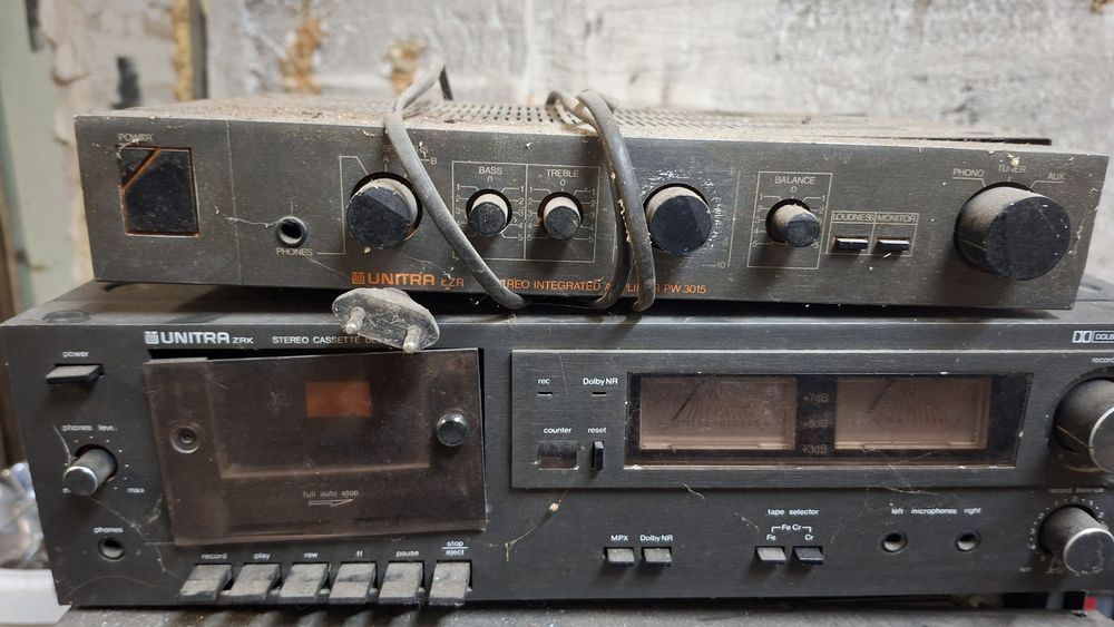 Zestaw audio Unitra + Technics – 4 urządzenia, vintage, na części/renowację