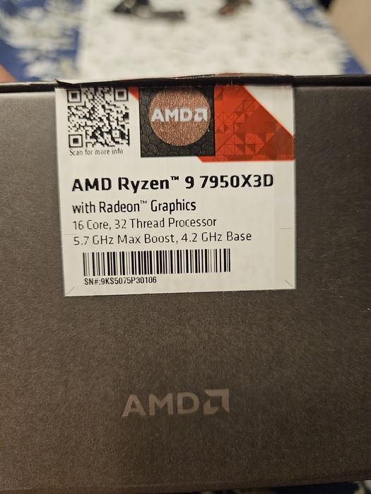 Procesor AMD Ryzen 9 7950x3d, 16 rdzeni 32 wątki na gwarancji 100% sprawny