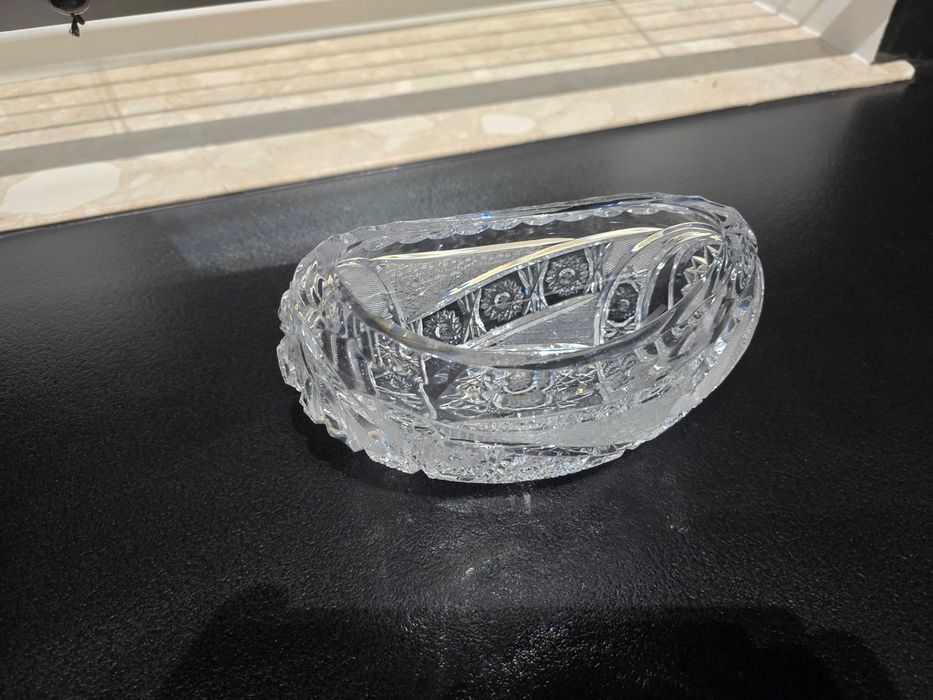 Piękna kryształowa miseczka-łódeczka 17,5 cm, STAN JAK NOWA!