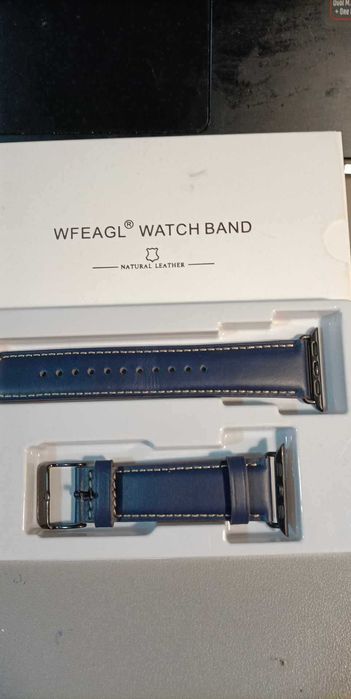 Pasek skórzany do zegarka 38mm granatowo-czarny