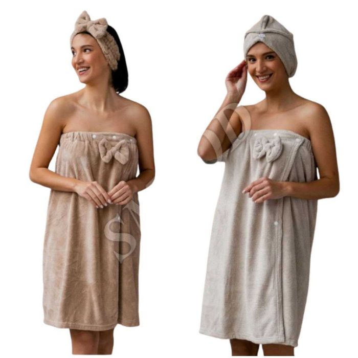 Набір для сауни лазні жіночий банний халат рушник чалма пов'язка