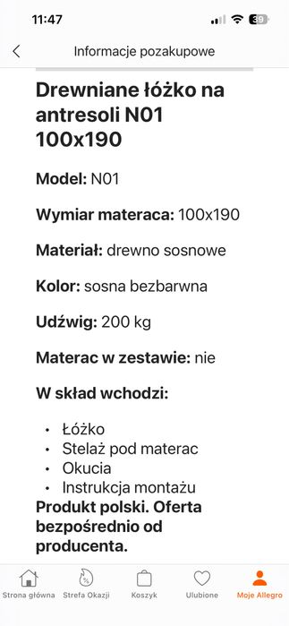 Lóżko drewniane na antresoli N-wood