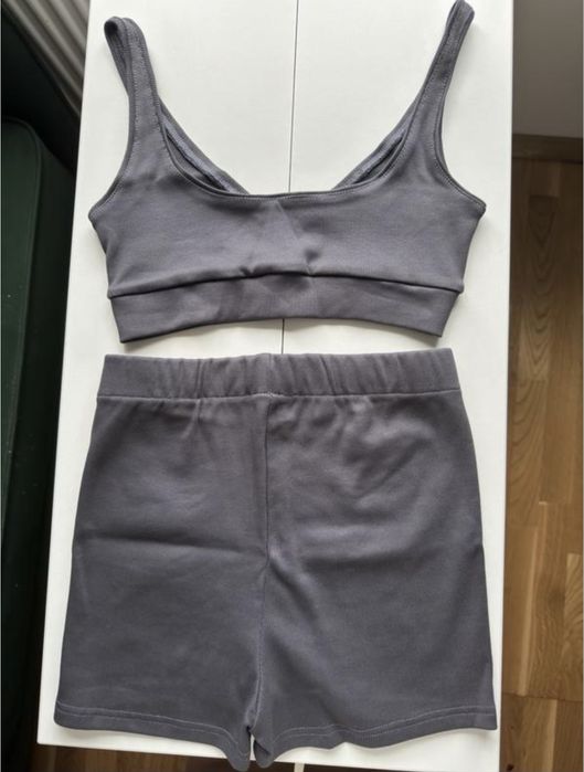 Комплект домашнього одягу топ + шорти уцінка трикотаж сірий