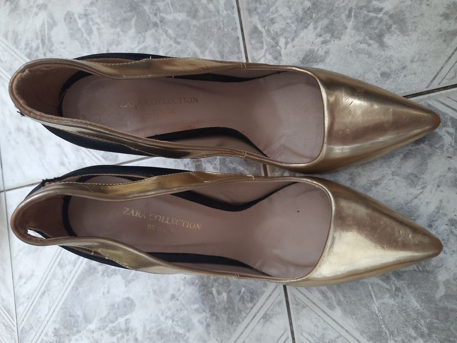 ZARA Woman piękne szpilki złoto czarne 36.5 37