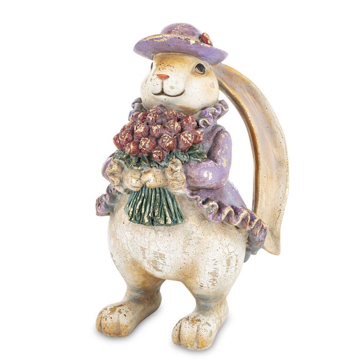 Zając Królik z bukietem tulipanów bajkowy h22cm. 183072