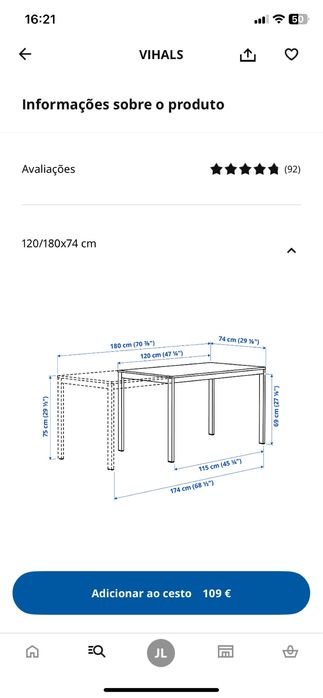 Mesa Extensivel branca VIHALS IKEA