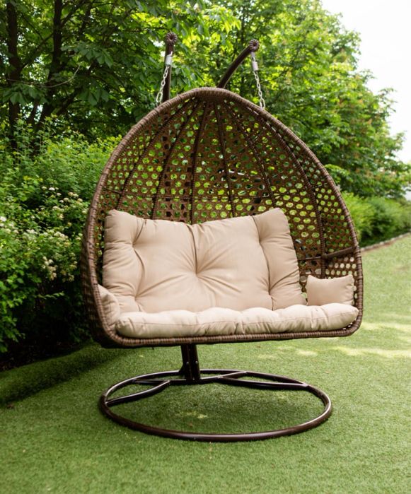 Садовая Качеля KRESLOROTANG. Фабрика. Подвесное кресло из ротанга Дабл