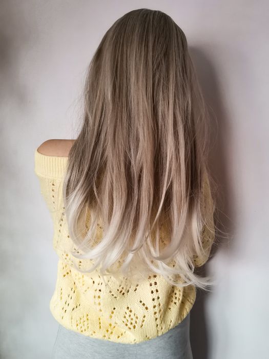 Blond peruka sztuczne włosy ombre