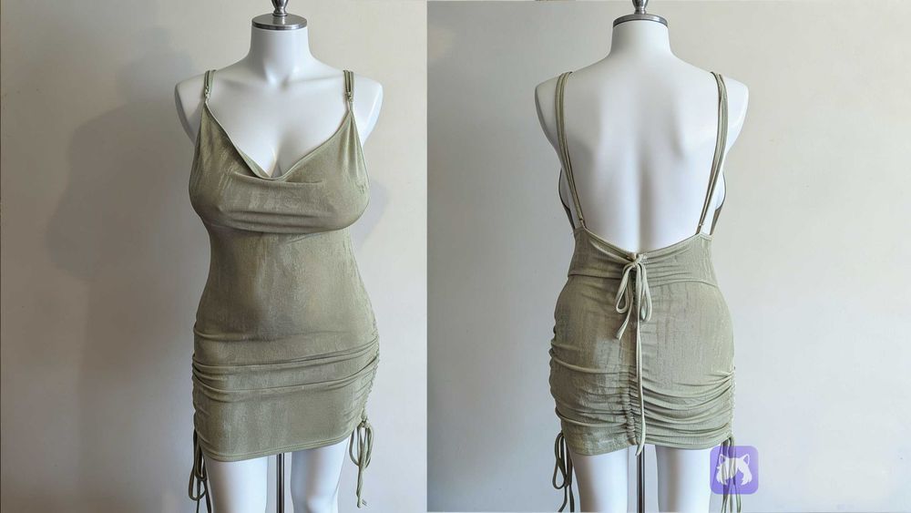 Vestido verde com atilhos