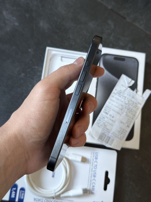 Iphone 15 pro 85% czarny tytan stan igła jak nowy 128gb okazja pełny zestaw bez blokad