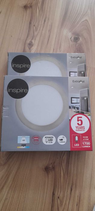 Lampa podtynkowa plafon LED 16,5W 4000K stal szczotkowana 2 szt.