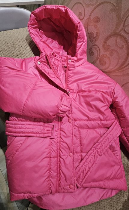 Пуховик демісезон рожевий "Айс", пуховик розовый с поясом