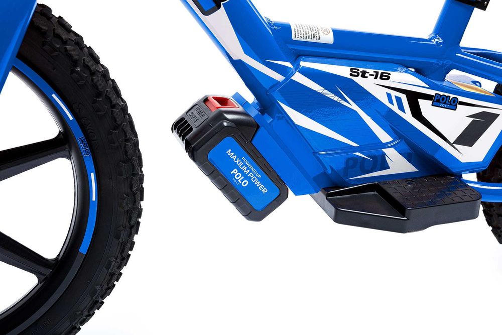 Rowerek Biegowy Elektryczny POLOVOLT ST-16 Niebieski Mini Cross