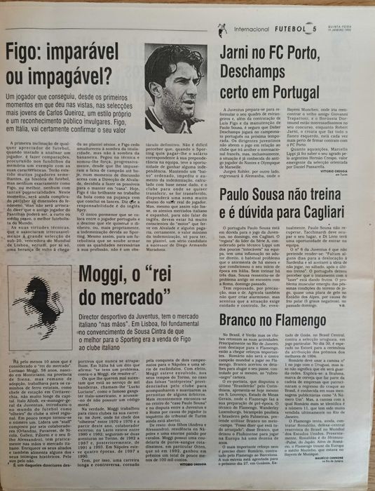 Jornal O Jogo de janeiro de 1995 - Luís Figo