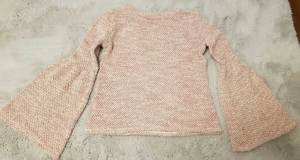 Sweterek r. M / L, róż, vintage, szerokie rękawy, aplikacja, swetr