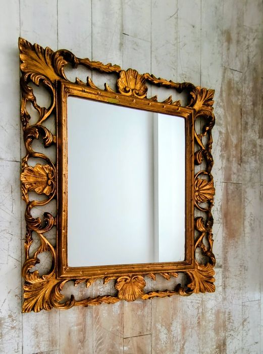 Lustro drewniana rama stare vintage retro artdeco