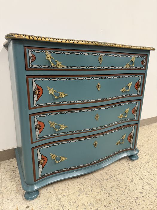 Piękna ręcznie malowana komoda z szufladami drewniana super stan wysył