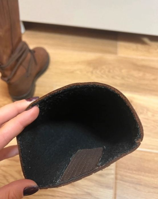 Damskie kozaki skóra nubuk brązowe