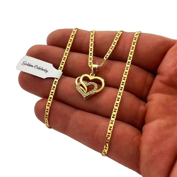 Złoty Łańcuszkek Z Serduszkiem 925/585 Prezent Dla Kobiety, Dziewczyny