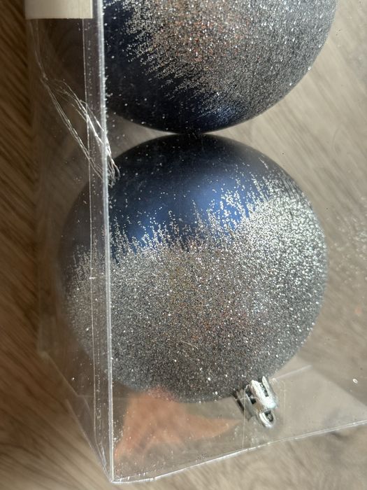 Conjunto 3 bolas Natal azul purpurina