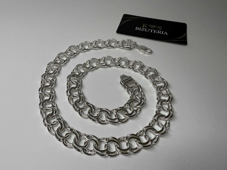 Srebrny Łańcuszek splot Garibaldii 60 CM 120 GRAM ! PR. 925 Okazja !