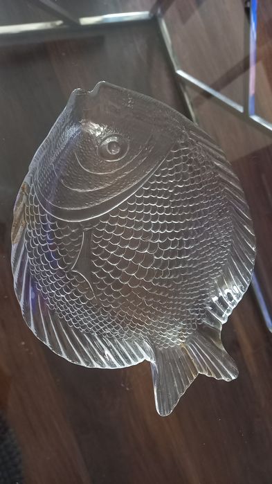 Patera półmisek w kształcie ryby Huta Szkła Ząbkowice  PRL