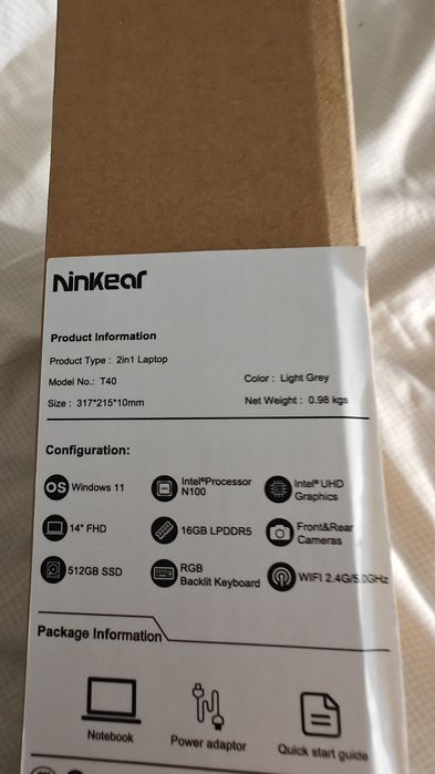 Ninkear T40 Híbrido 2-em-1 Sem uso | 16GB RAM | 512GB SSD | Windows 11