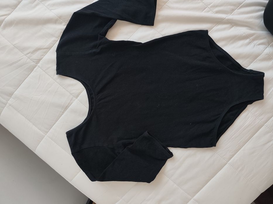 Czarne body gimnastyczne 146 -152 rękaw 3/4