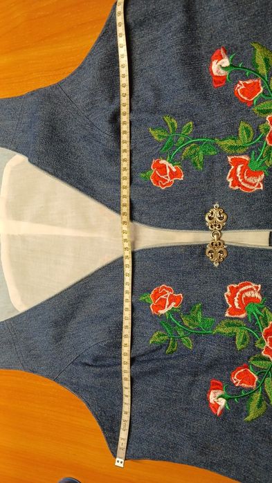 Kamizelka jeans haftowana country