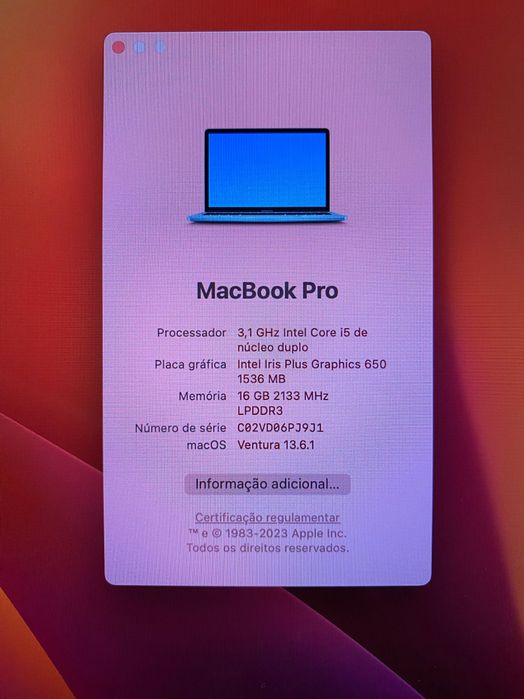 Apple MacBook Pro 13 - Late 2017 - 16 GB RAM/256 GB SSD