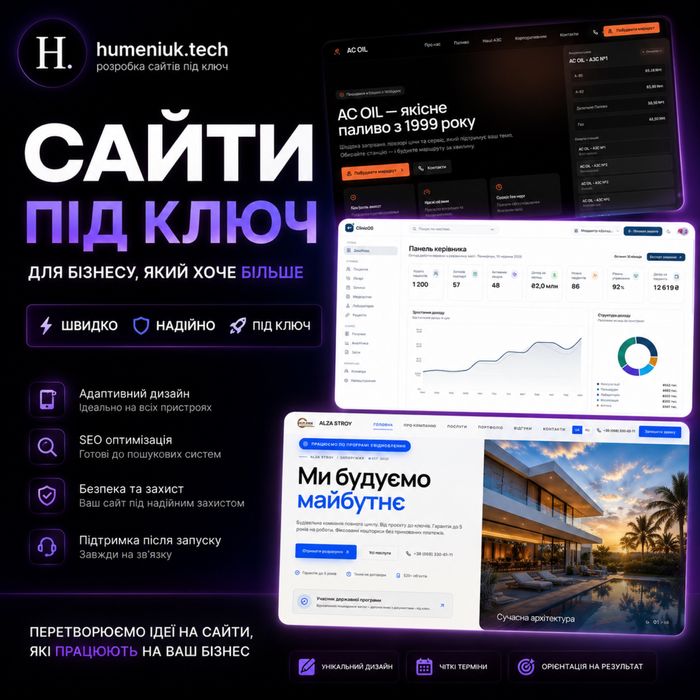 Створення сайтів під ключ | Розробка сайту, Лендинг, Інтернет-магазин, Сайт для бізнесу, SEO