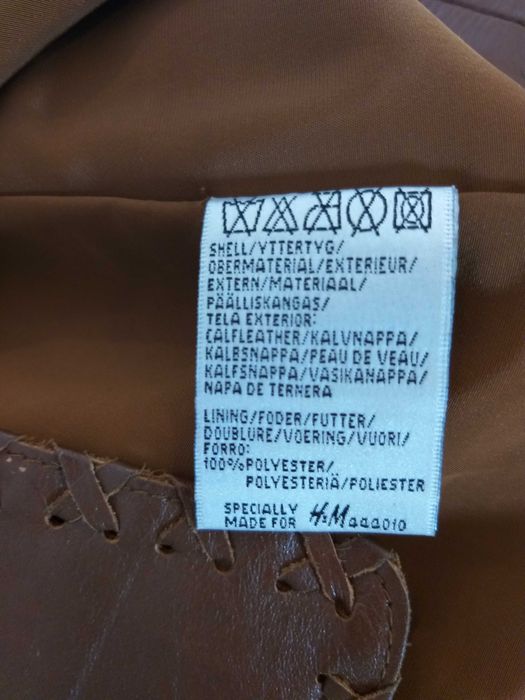 Hennes for H&M brązowa kurtka skórzana 40 l 12 skóra cielęca