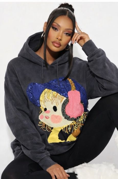 Bluza oversize „Drogie Chiny” haft aplikacja kaptur HIT sezonu Szara