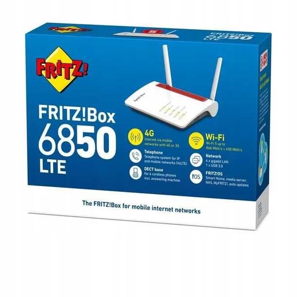 Router FRITZBox 6850 LTE WiFi serwer VPN 12 tuneli AVM FRITZ