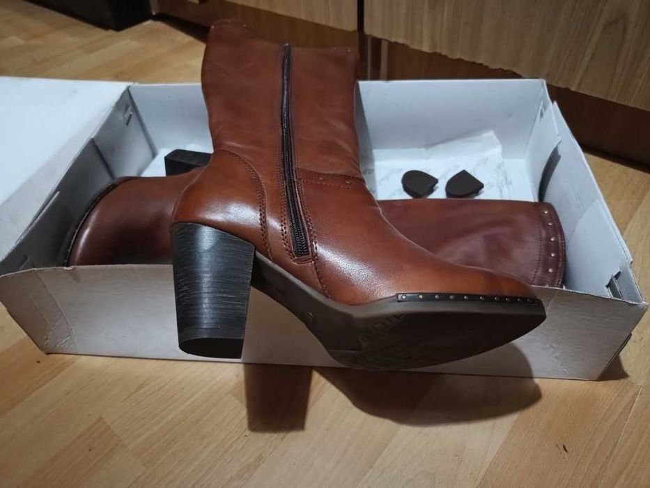 NOWE Buty Kozaki KOWBOJKI Damskie37 Skóra100% BRĄZ I-Klasa Gw6m +FLEKI