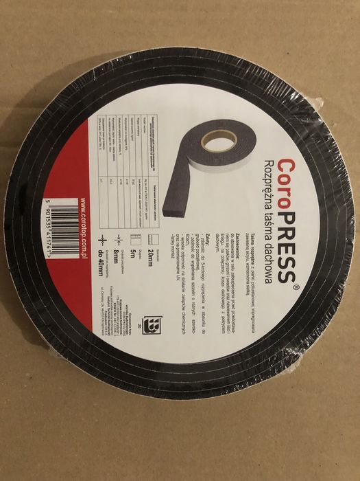 Rozprężna taśma dachowa uszczelka szer. 20 gr. 8-40mm dł. 5m