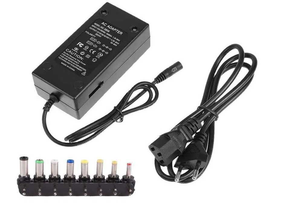 Uniwersalny ZASILACZ SIECIOWY DO LAPTOPA Ładowarka 8 Wtyków Regulowany