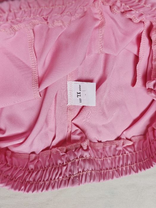 Różowe spodnie damskie baggy luźne z wstążkami nowe