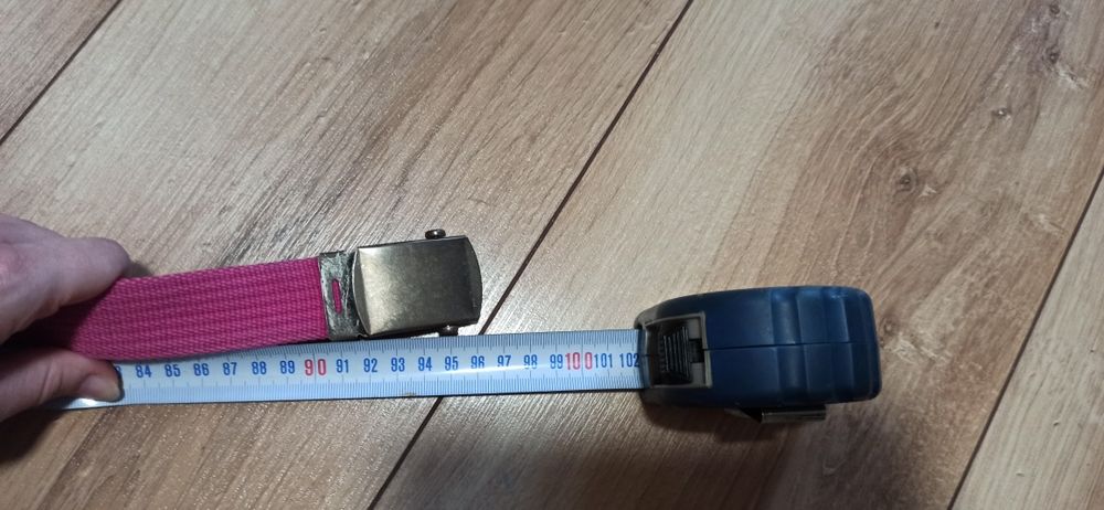 Pasek różowy srwbrna klamra postarzana