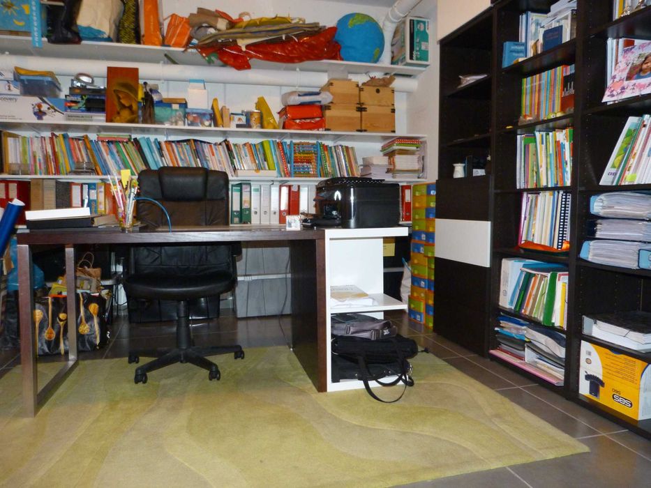 Wenge Secretary Desk and Storage Unit in White Plywood, Stainless Steel Legs