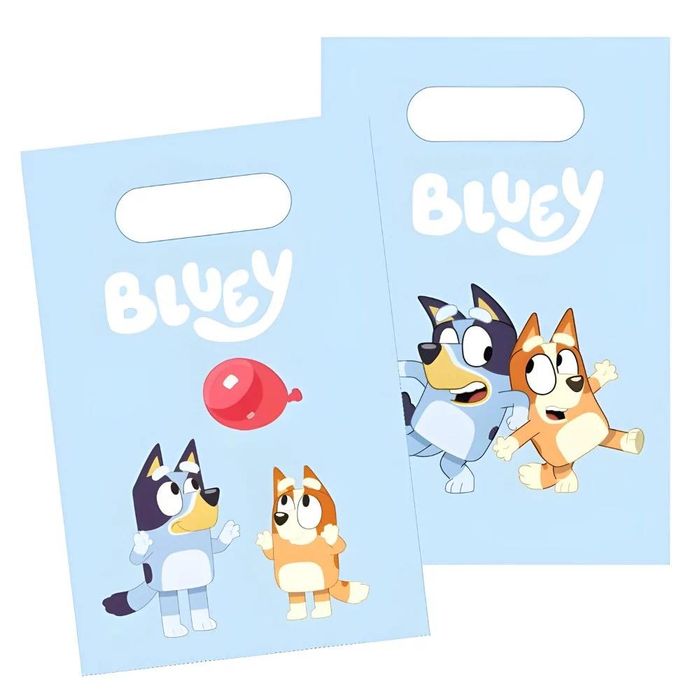 NOWE‼️ Torebki prezentowe papierowe Bluey Bingo niebieskie 6 sztuk‼️