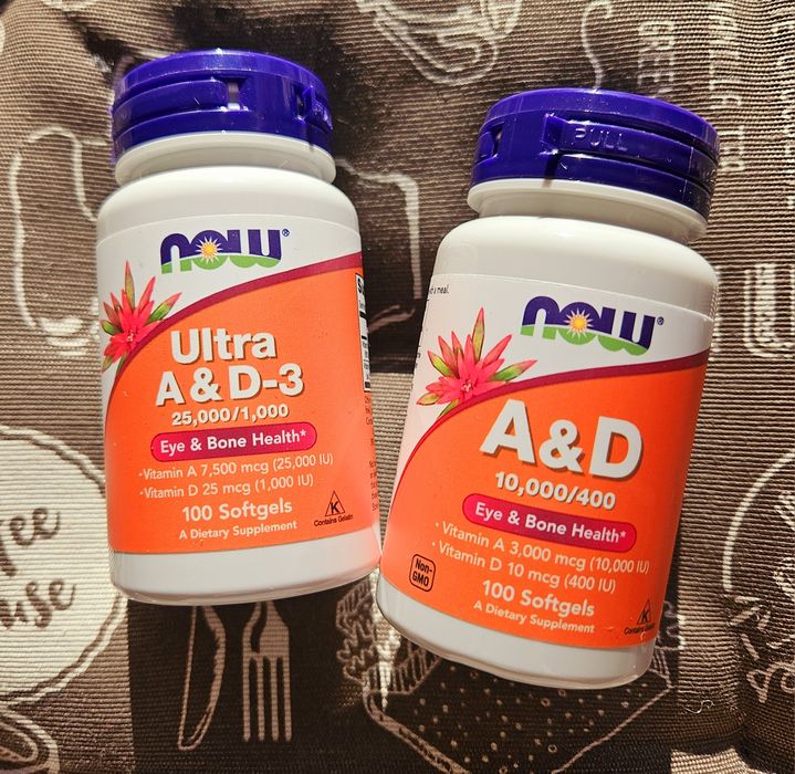 Now Foods вітамін А і Д ультра А + Д3 ultra витамин А 10000 / 25000 з витамин D3  400 ме / 1000 ме 100 капс